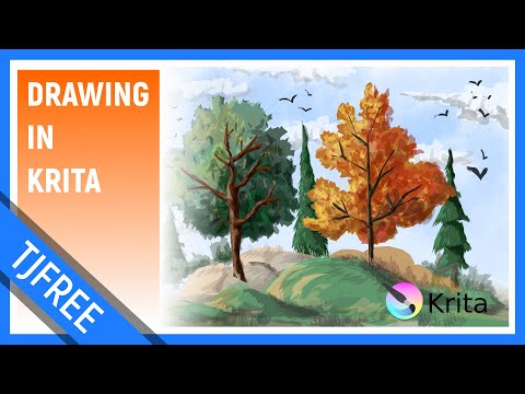 Autumn Trees and Leaves | Krita Speed Art