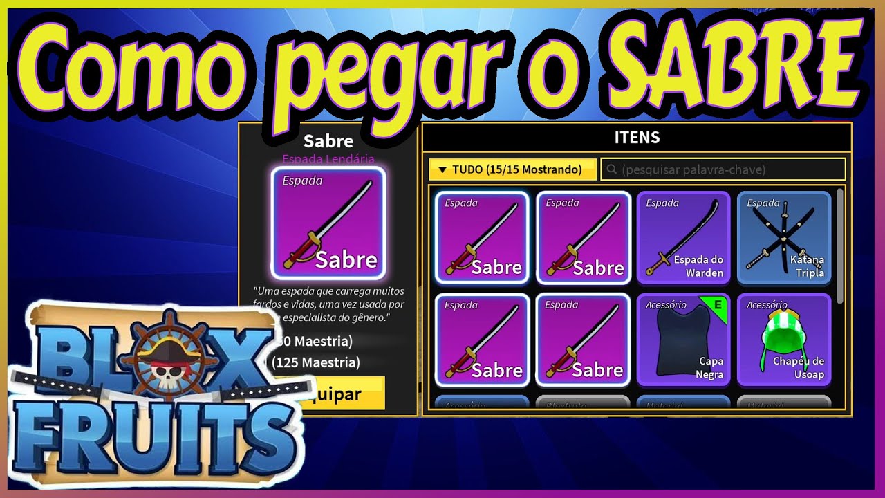 Como pegar a Sabre A ESPADA MAIS FORTE do Sea 1 do Blox Fruits #roblox