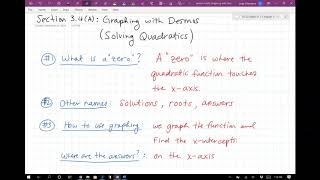 Section 3.4(A):  Solving Quadratics Using DESMOS