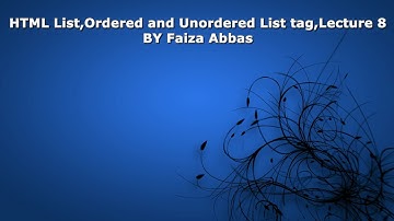 Lecture 8-HTML List tutorial for beginners in Urdu/Hindi