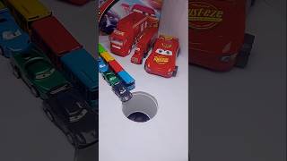 Spiderman and truck push Cars racing into pit #spiderman #truck #shorts