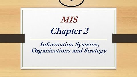 Management Information System - Chapter 2 - Information Systems,Organizations and Strategy
