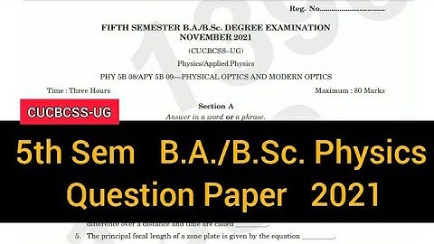 PHYSICAL OPTICS AND MODERN OPTICS         |       5th Semester    B.A./B.Sc. Physics   2021 #calicut