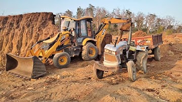 New Jcb 3dx backhoe machine Loading Red Mud In Eicher tractor | heavy loading tractor stunt