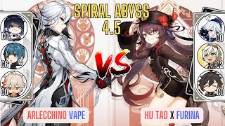 C0 Arlecchino Vape and C1 Hu Tao x Furina  | Spiral Abyss 4.5 Floor 12 9 Stars | Genshin Impact