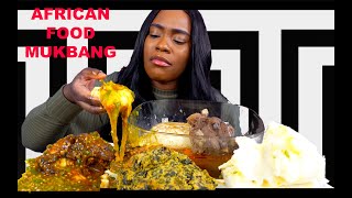 MUKBANG |FUFU MUKBANG | AFRICAN FOOD | NIGERIAN FOOD | EGUS I OKRA STEW |  GOAT PEPPER SOUP | SHAKI