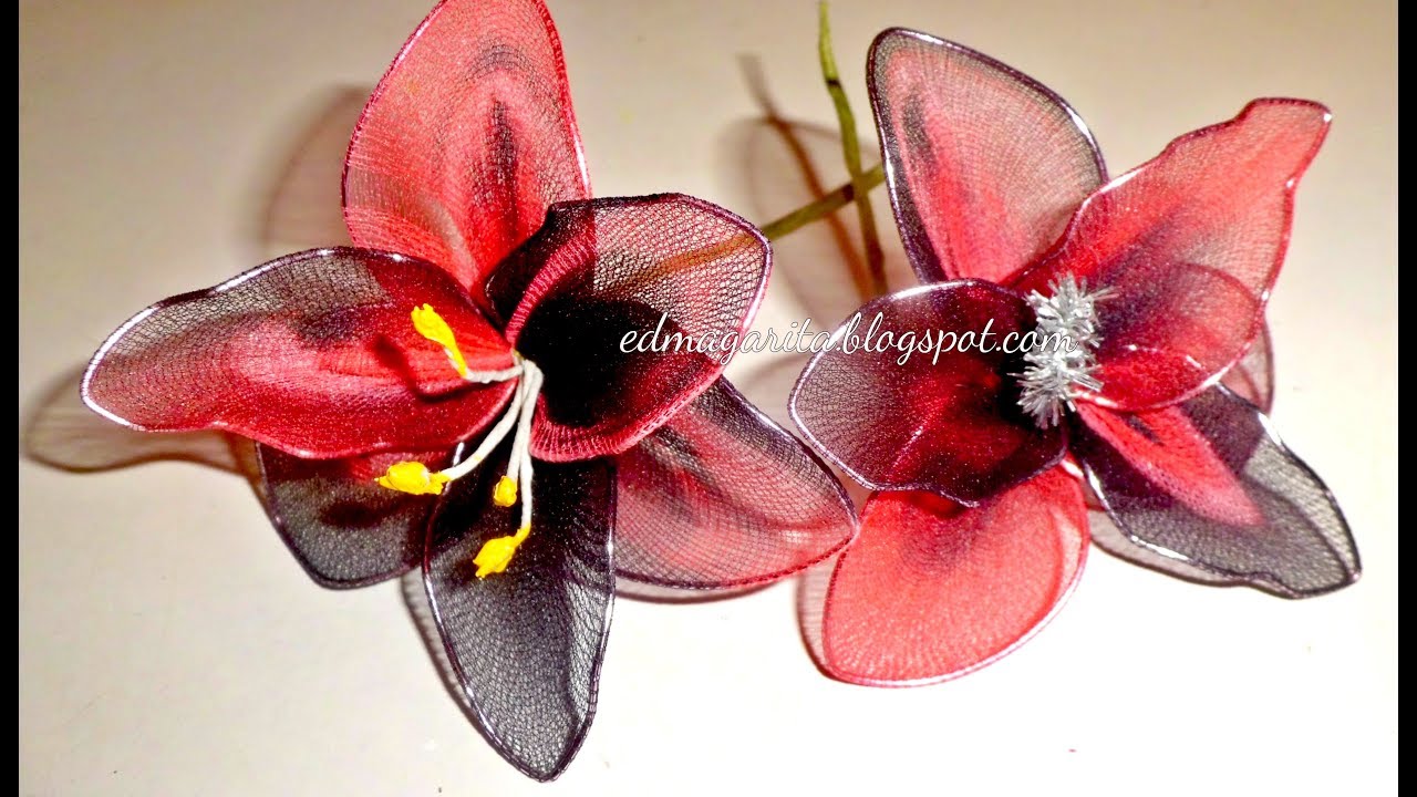 Orquídeas  (orquideas) con nylon exóticas y pequeñas - tutorial