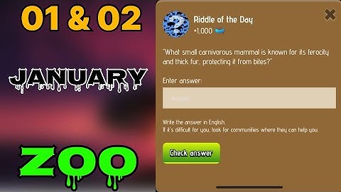 Zoo riddle of the day 01 & 02 January | Riddle of the day Zoo today | riddle of the day zoo | #zoo