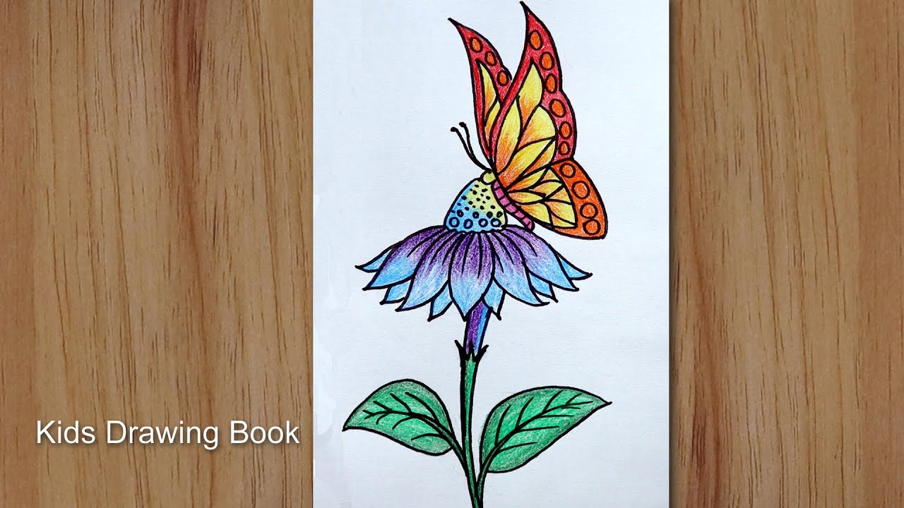 Top more than 153 butterfly on flower drawing