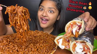 SPICY BLACK BEAN NOODLES 🔥 AND YUMMY CHICKEN SHAWARMA 🌯 BIG BITES MUKBANG | FOOD EATING VIDEOS