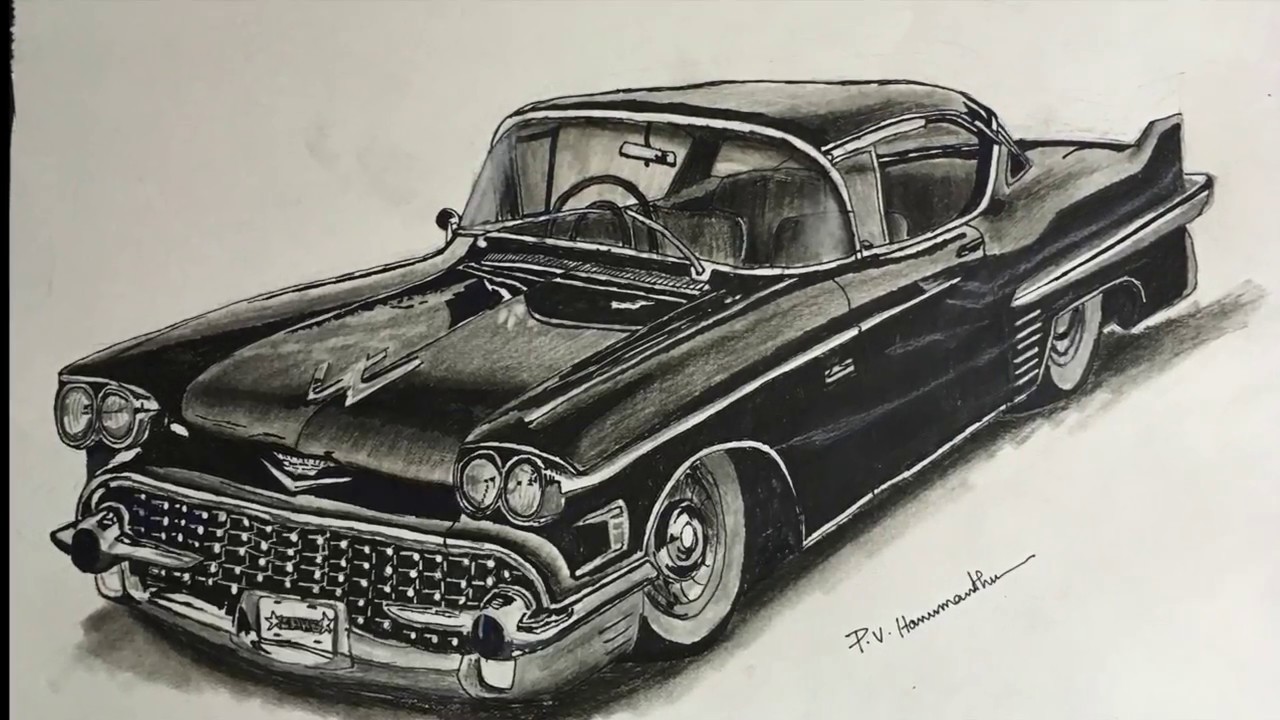 Vintage Car Sketch ~ Lowrider Carro Rysunki 1957 Chicano Motocicletas ...