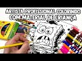 ARTISTA PROFISSIONAL COLORINDO COM MATERIAL DE CRIANÇA - Só material ESCOLAR !!! SURPREENDENTE