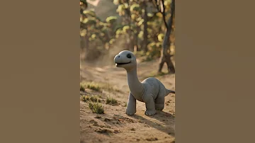 Toy Baby Brontosaurus Comes To Life In The Forest Ultra Realistic 4K 