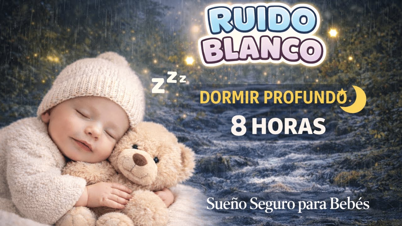 Lluvia Suave y Ruido Blanco para Bebés | Ayuda a Dormir Profundo (8 Horas)