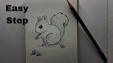 How to draw Squirrel step by step easy | How to draw squirrel | How to draw squirrel eating nuts 