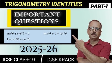 Trigonometric Identities || Important Questions || Class 10 Maths ICSE || 2025-26