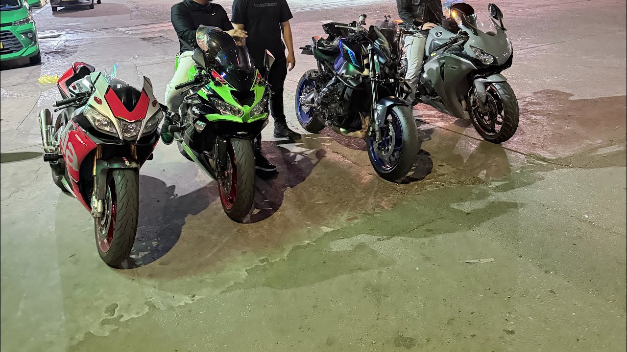 Night rides with the boys - Raw unedited RSV4 , ZX6R , CBR1000rr , MT09 ( part 1 )