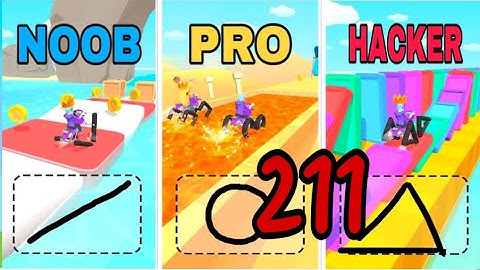 NOOB vs PRO vs HACKER in Scribble Rider ❤️ All Levels Gameplay, NEW Games iOS, Android