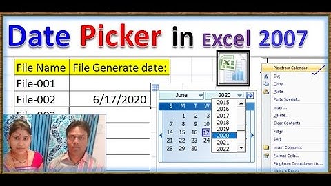 pick from calendar, Date Picker in Excel 2007 ,2013, date entry in cell by calendar, excel,