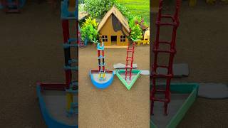 😱 Mini Tractor Cement Pillar Base Making | Triangle &amp; Round Foundation DIY Construction 🚜 #shorts