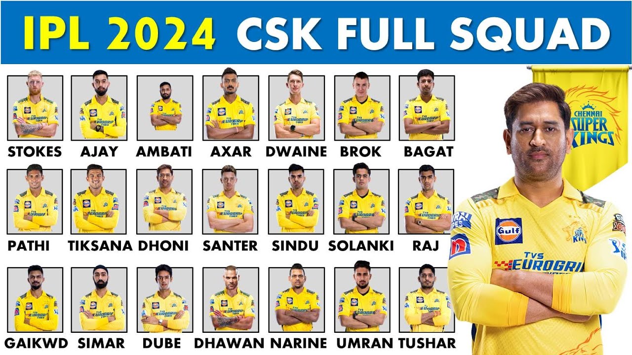 Chennai Super Kings Team Full Squad IPL 2024 CSK Players List IPL