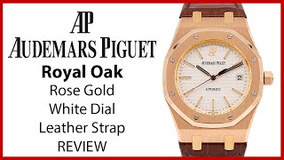▶Audemars Piguet Royal Oak Rose Gold White Dial Leather Strap 39mm - REVIEW 15300OR.OO.D088CR.02