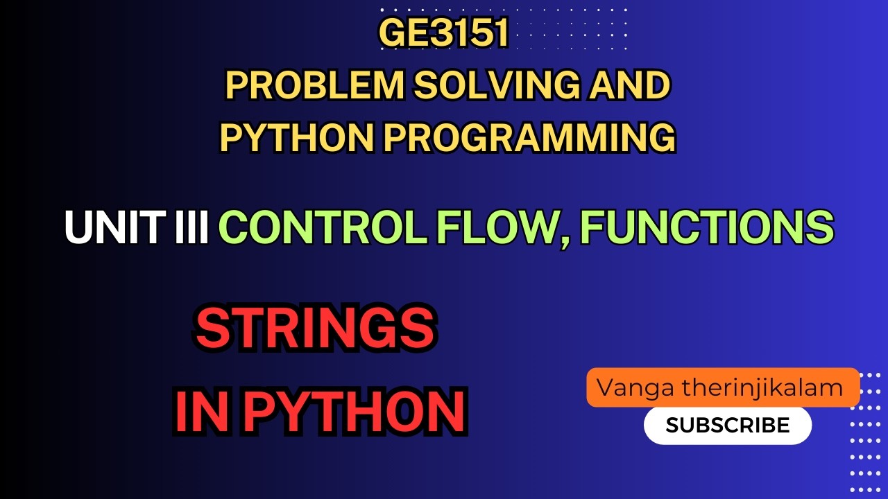 GE3151 PSPP || UNIT III Strings in Python | String Operations, Methods ...