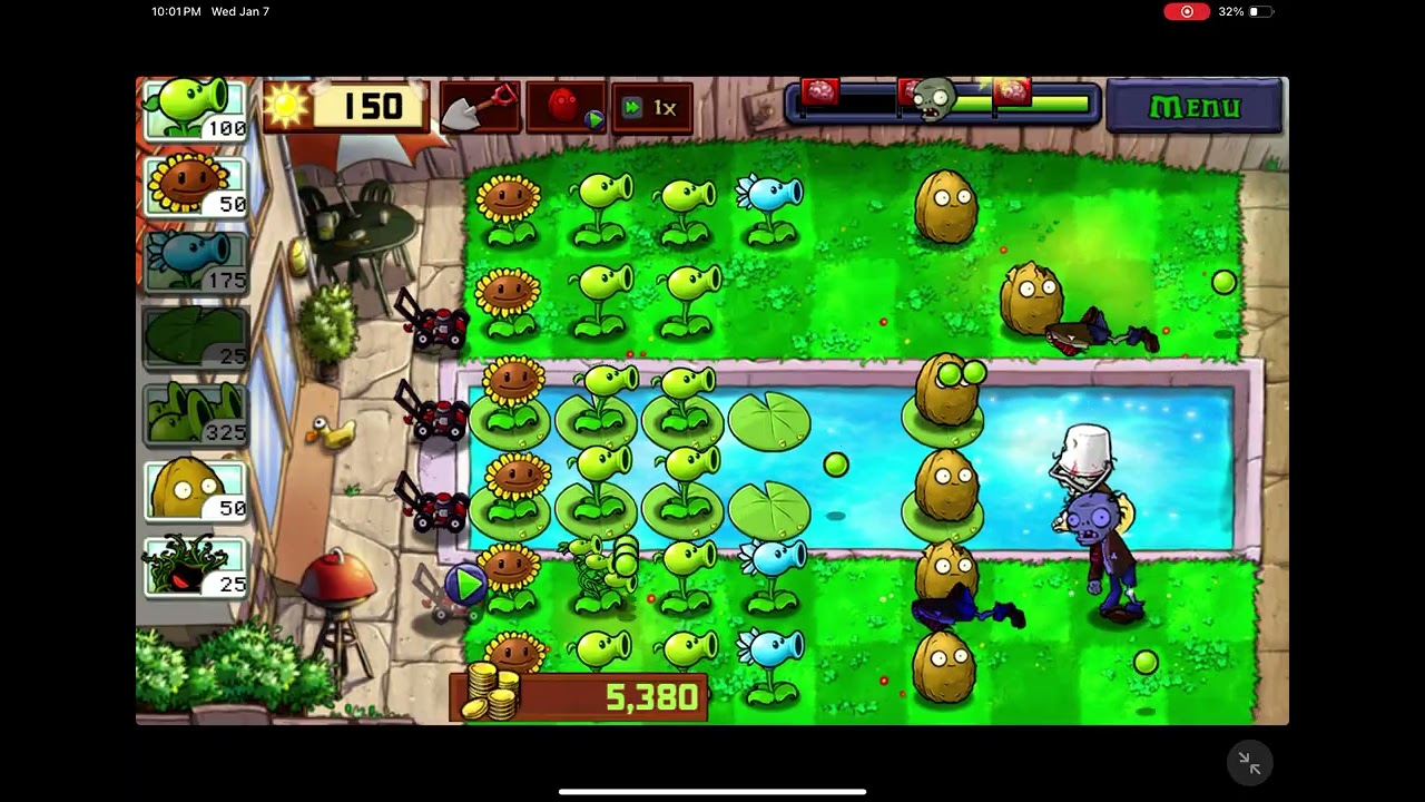 Plants Vs. Zombies Pool mode day 4