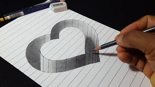 How to Draw 3D Hole Heart Shape  Easy Trick Drawing