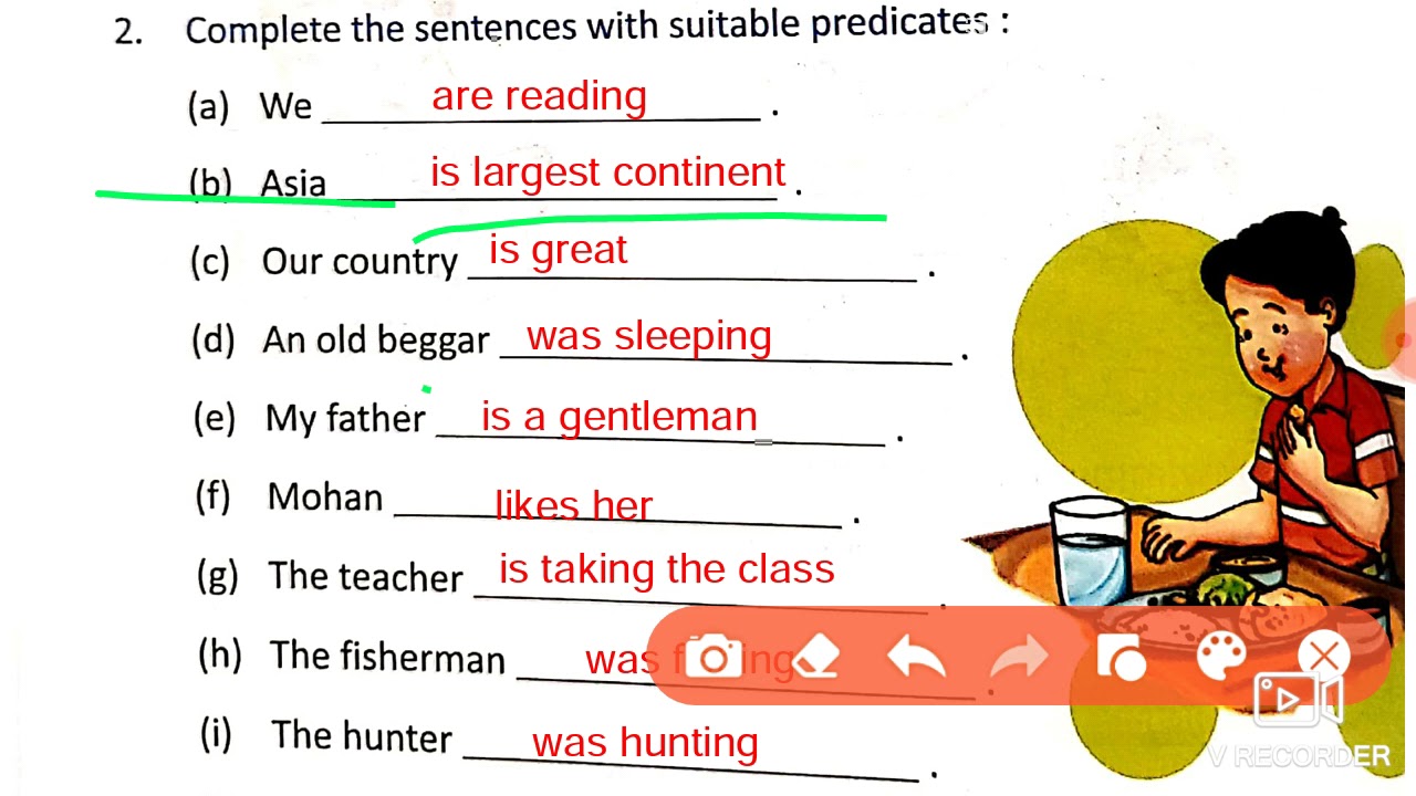 class 3rd english grammar chapter 3 subject and predicate explain in