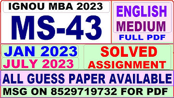 ms 43 solved assignment 2023 / ms 43 solved assignment 2022-23 / ignou ms 43 2023-24