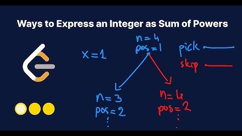 Leetcode 2787 -  Ways to Express an Integer as Sum of Powers | Binary decision tree