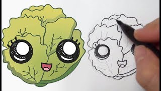 Cómo dibujar una Lechuga Kawaii Cómo dibujar una Lechuga Kawaii