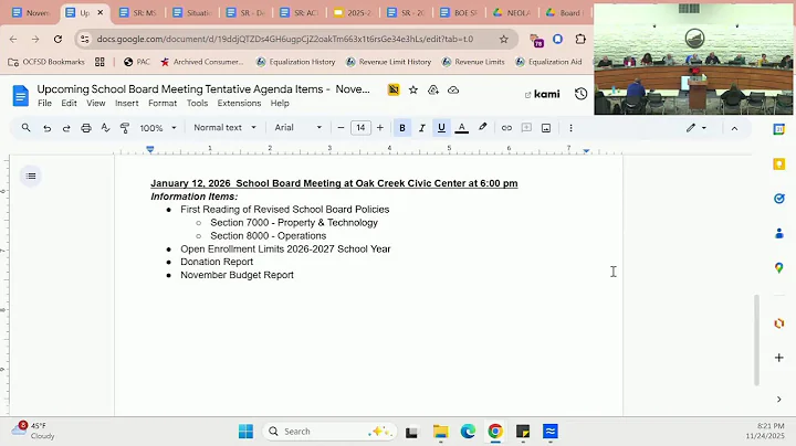 School Board Meeting - November 24, 2025