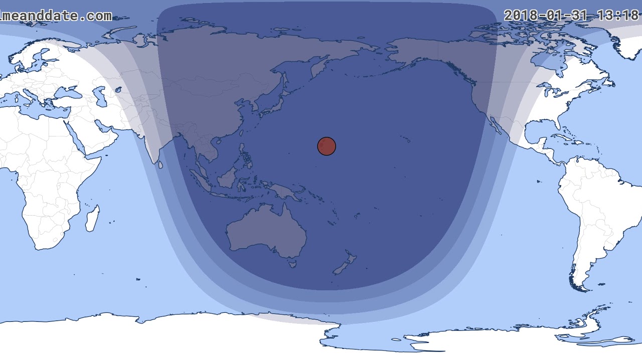 Eclipse lunar total del 31 de enero de 2018 (animación mapa) YouTube