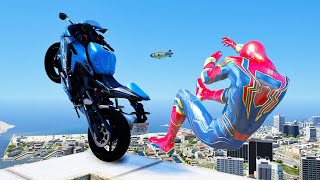 Gta 5 Iron Spiderman Motorcycle Stuntsfailsragdolls Episode 01 Euphoria Ragdolls
