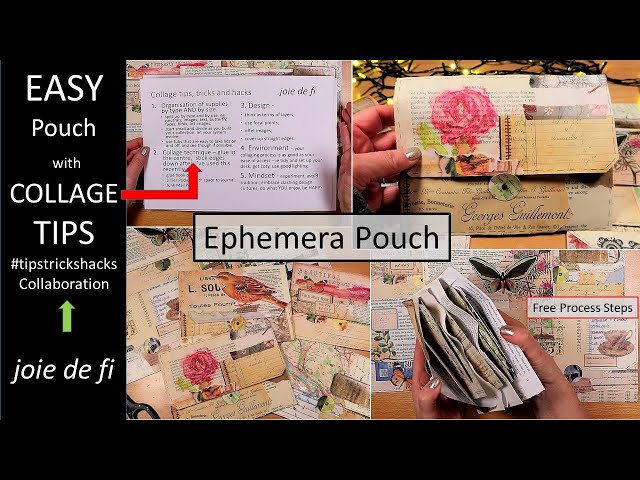 #jjtipstrickshacks Collab No. 23 BOOK PAGE POUCH with COLLAGE Easy For Beginners class=