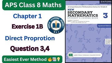 Exercise 1B Question 3 and 4 | APS Maths class 8 | Direct proportion
