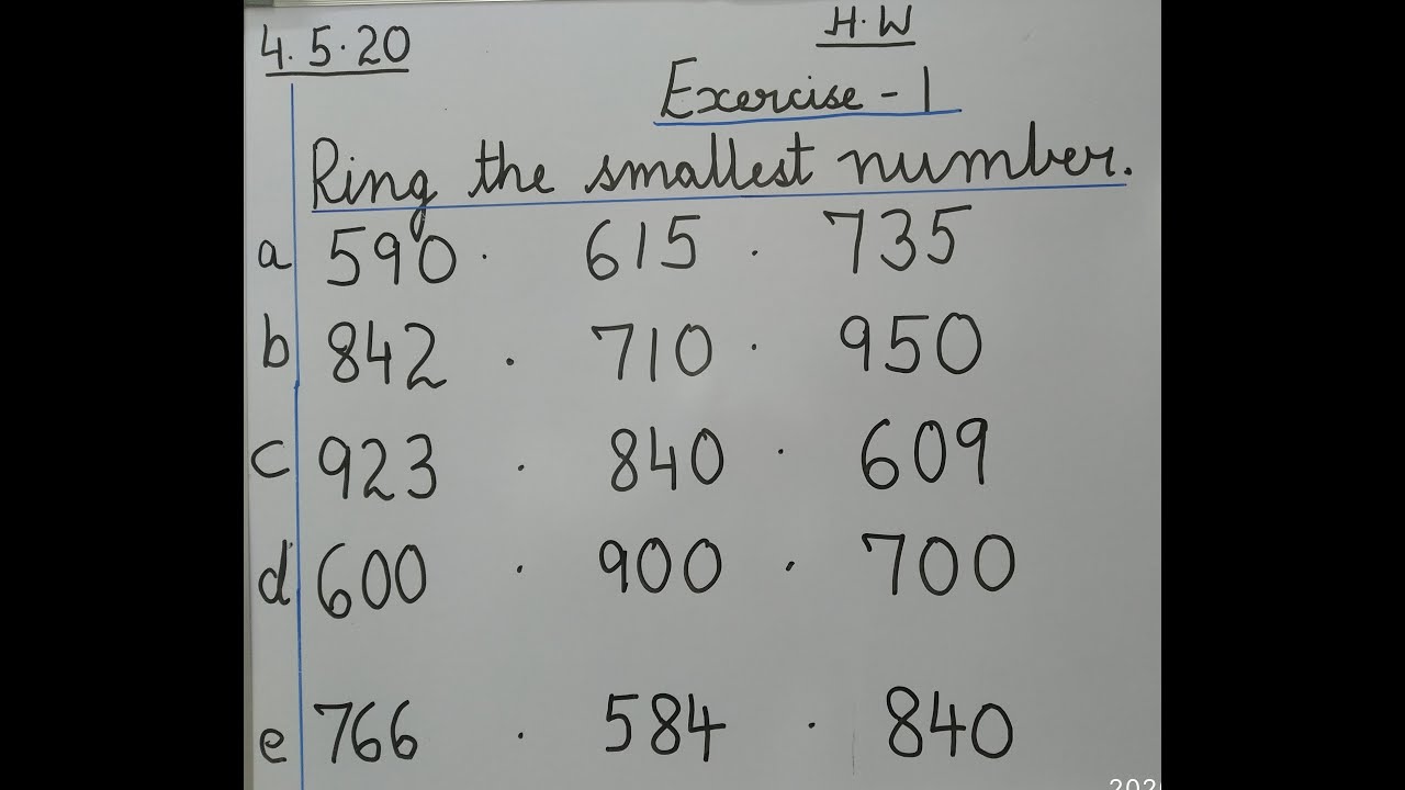 Smallest Number | Mathematics worksheets, Math, Worksheets for kids