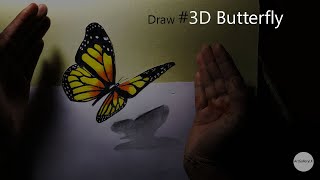 How to draw 3d butterfly in simple |3D trick art for beginners