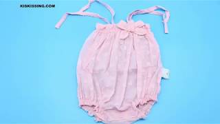Solid Color Straps Cotton Romper Sleeveless Bodysuit for Baby Girls Wholesale