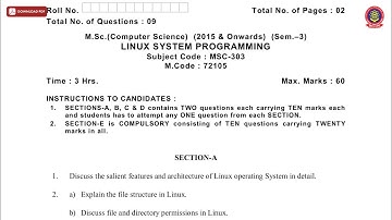MSC CS 3RD SEM LINUX SYSTEM PROGRAMMING MAY 2019 | PTU