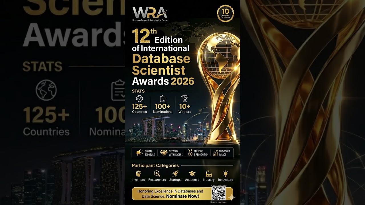 12th Edition of International Database Scientist Awards | 26–27 May 2026 | Global Recoginition Round