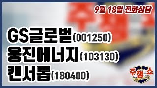 [주식챔피언쇼] 9월 18일 방송 - GS글로벌, 웅진에너지, 캔서롭