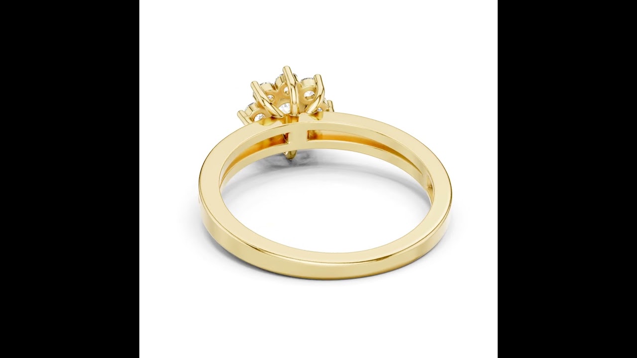 Round Diamond Floral Cluster Split-Shank Ring