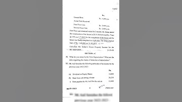 Tax, sem-5, B.com Latest Question paper 2023-24, PU.