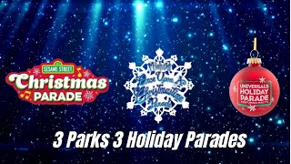 3 Parks 3 Holiday amazing Parades Universal Studios SeaWorld Magic Kingdom Christmas 4K Video