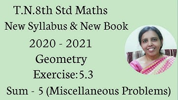 T.N.8th Std Maths  Exercise:5.3  Sum - 5 | Chapter - 5 | Geometry.