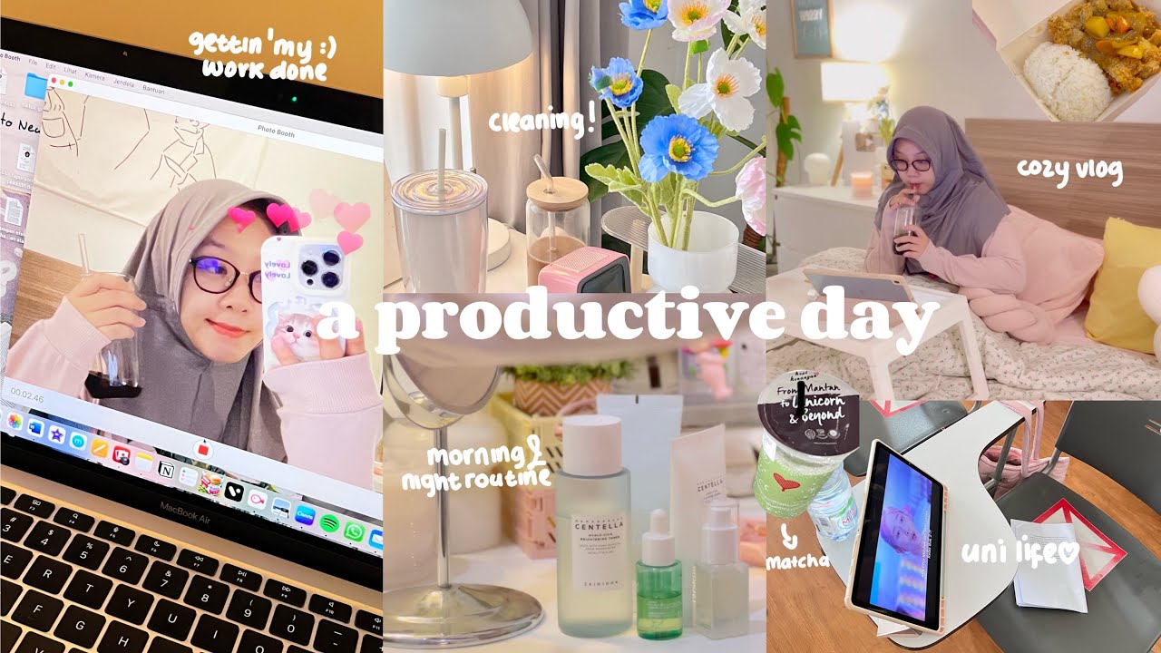 A PRODUCTIVE DAY౨ৎ˚✩🫧uni life,morning&night routine,cleaning,cozy vlog,get my work done,matcha latte