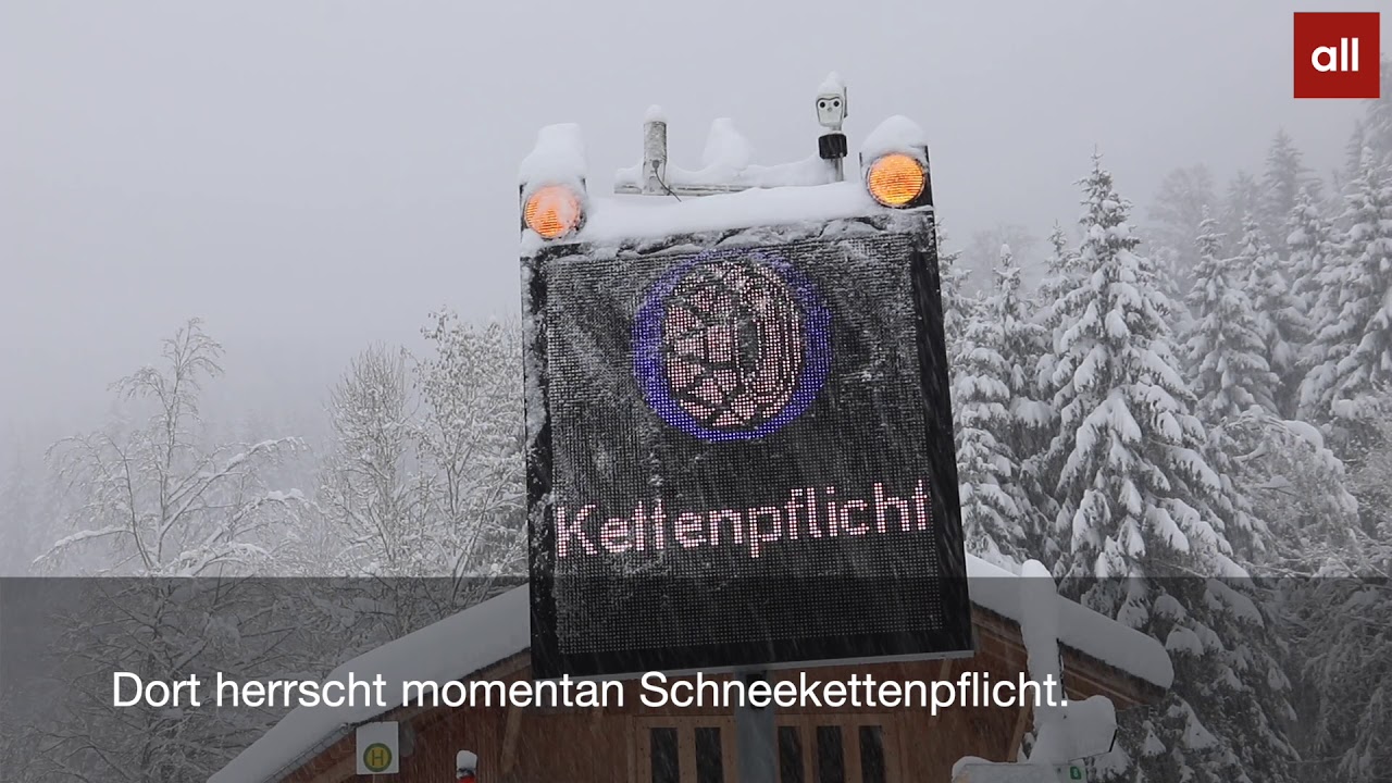 Starker Schneefall: Schneekettenpflicht am Riedbergpass - YouTube